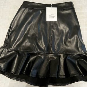 Brand new new with tags black leather skirt